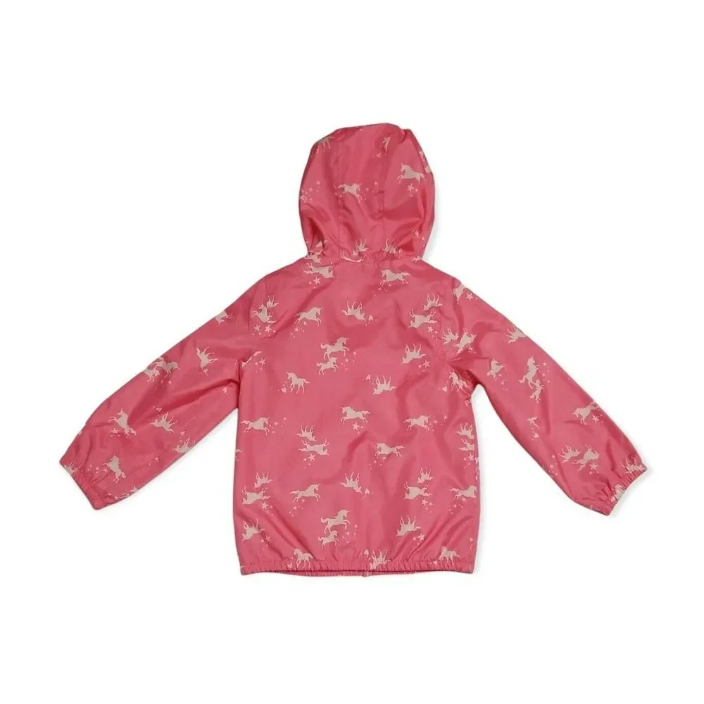 Carter's Girls 24 Mouth Unicorns‎ Stars Raincoat Jacket Coat Pink Hooded Kids